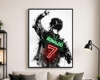 Lienzo impreso de Cristiano Ronaldo: Arte mural de fútbol - Decoración deportiva moderna