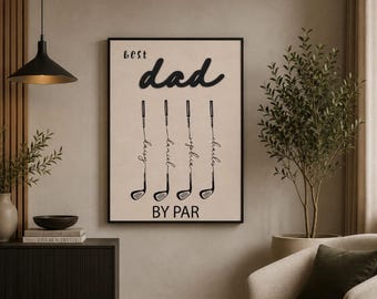 Custom Golf Wall Decor for Dad, Best Dad By Par Wooden Sign, Personalized Golf Lover Birthday Gift