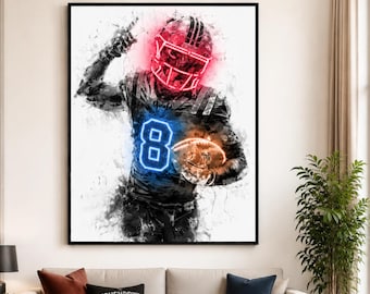 Cuadro decorativo de Stefon Diggs de los Minnesota Vikings, impresión en lienzo de fútbol americano, decoración deportiva para niños o cueva de hombre, póster de jugador de la NFL. Regalo ideal.
