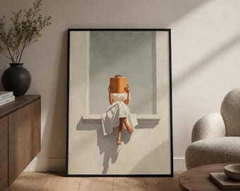 Reading Woman Art Print, Contemporary Book Lover Wall Decor, Abstract Literary Canvas, Modern Home Artwork