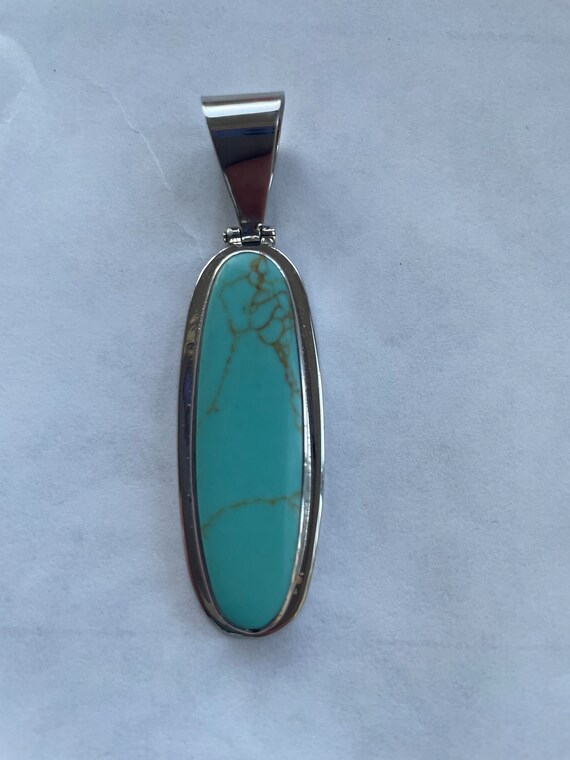 Turquoise and Sterling Silver Pendant - image 5