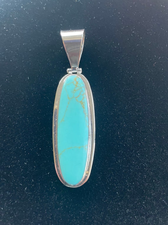 Turquoise and Sterling Silver Pendant - image 3