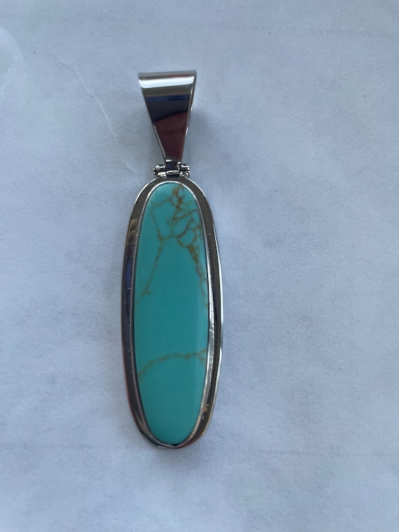 Turquoise and Sterling Silver Pendant - image 1