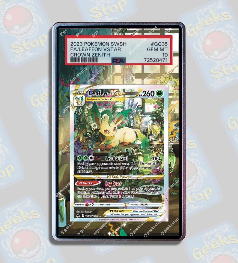 Leafeon VSTAR PSA CGC Beckett | Extended Art Display Case for Pokemon Card