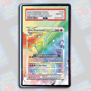 Charizard VSTAR Rainbow Brilliant Stars PSA TAG Beckett | Extended Art Display Case for Pokemon Card