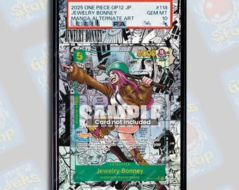 Vitrina de exhibición de arte ampliada para joyería Bonney Manga OP12 PSA TAG Beckett para OPTCG graduado