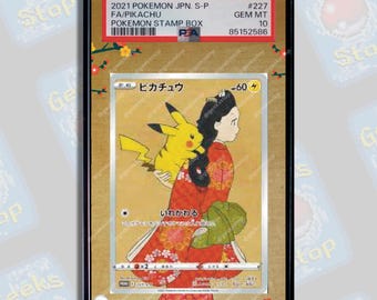 Pikachu Beauty Looking Back PSA Beckett TAG | Display Case Extended Art for Pokemon Card