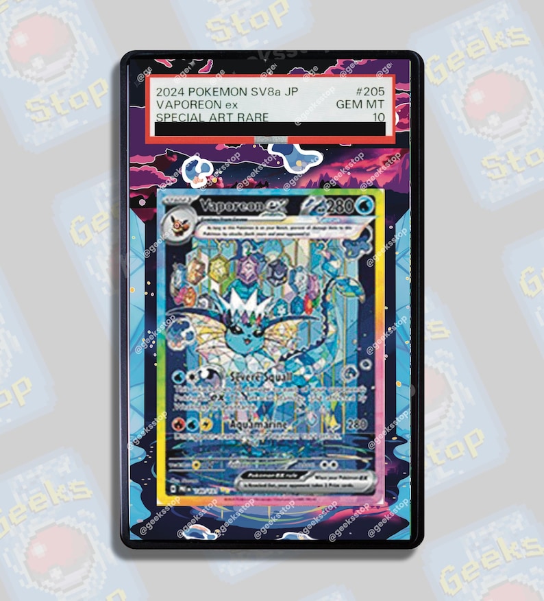 Vaporeon ex SAR PSA Beckett CGC | Extended Art Display Case for Pokemon Card