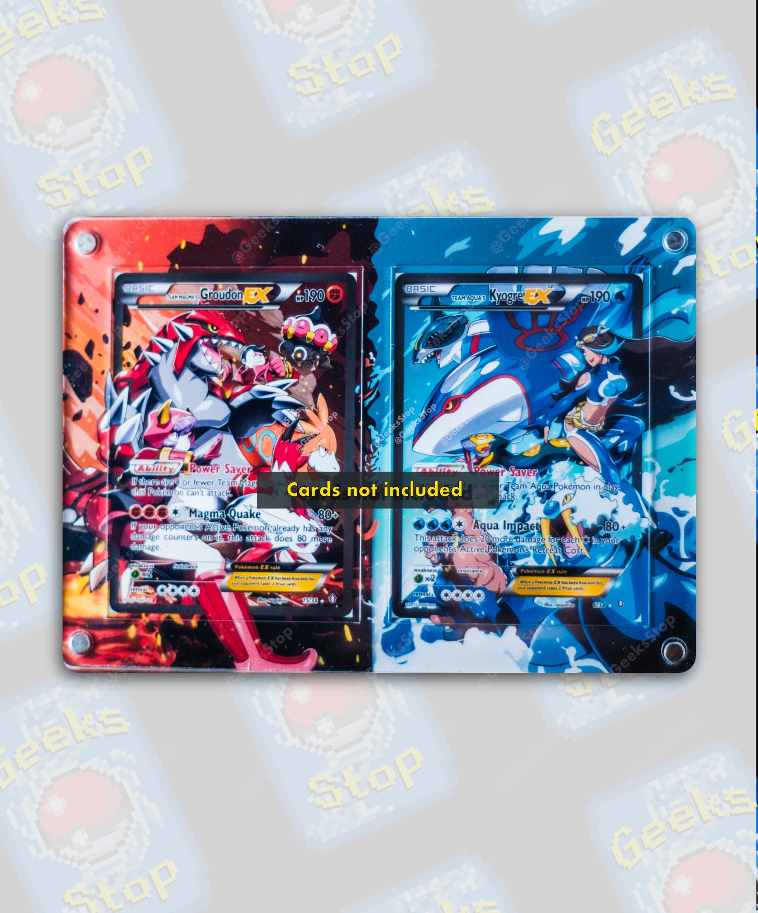Groudon de la Team Magma & Kyogre de la Team Aqua ex | Grande vitrine artistique pour carte Pokémon