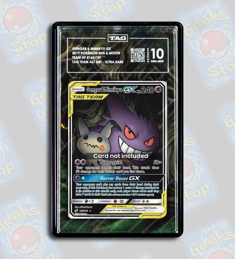 Gengar Mimikyu GX Alt Art PSA TAG Beckett | Extended Art Display Case for Pokemon Card