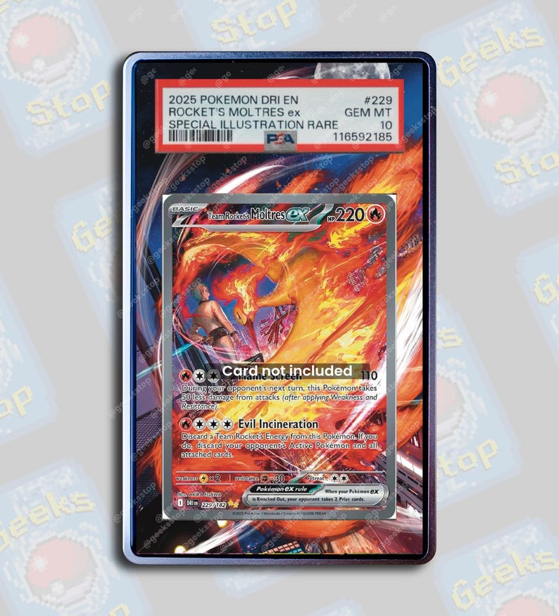 Team Rocket Moltres ex SAR PSA TAG Beckett | Extended Art Display Case for Graded Pokemon Card