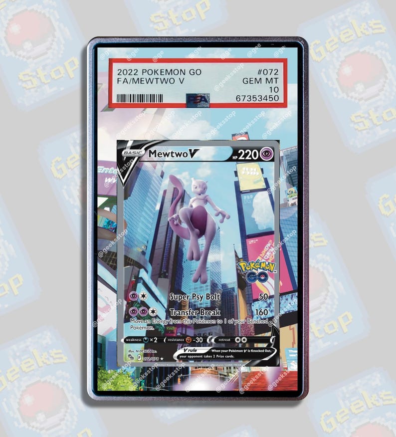 Mewtwo V Alt Art PSA CGC Beckett | Extended Art Display Case for Pokemon Card
