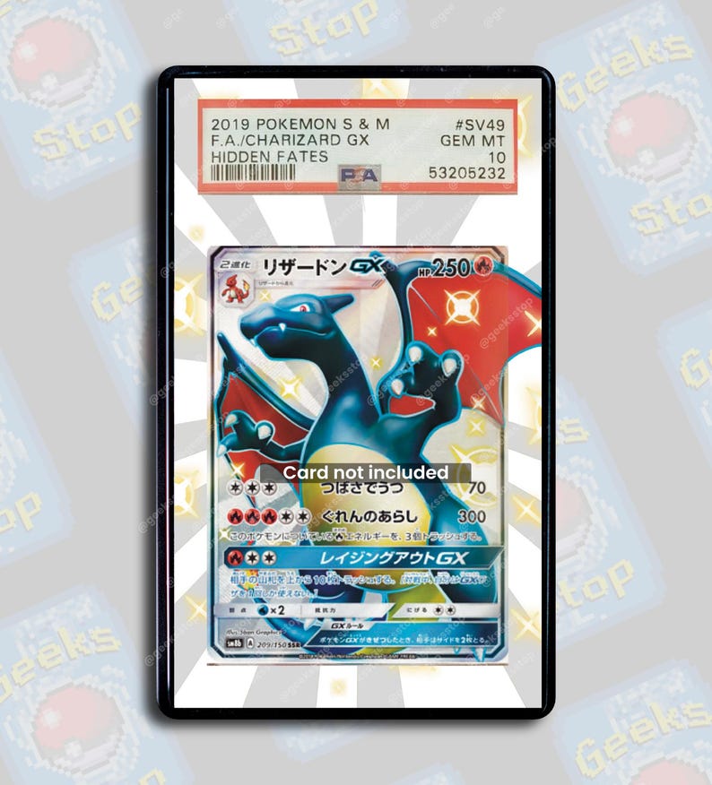 Charizard GX Hidden Fates PSA TAG Beckett | Extended Art Display Case for Pokemon Card