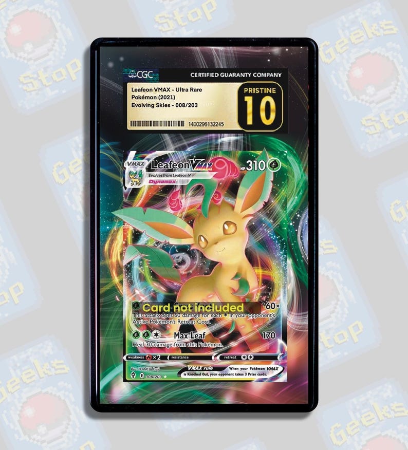 Leafeon VMAX PSA Beckett CGC | Extended Art Display Case for Graded Pokemon Card