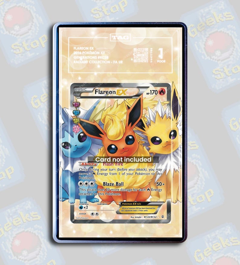 Flareon ex RC28 PSA TAG Beckett | Extended Art Display Case for Graded Pokemon Card