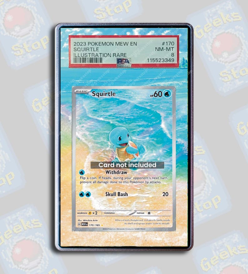 Squirtle 151 PSA TAG Beckett | Extended Art Display Case for Pokemon Card