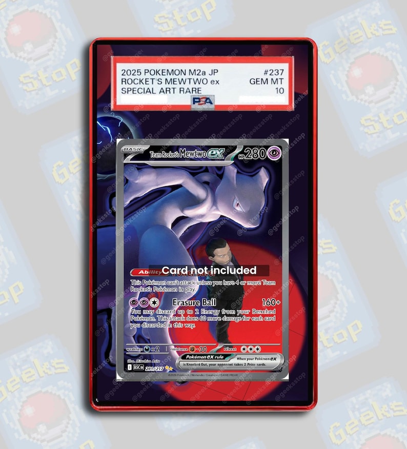 Team Rocket Mewtwo ex 281 SAR PSA TAG Beckett | Extended Art Display Case for Graded Pokemon Card
