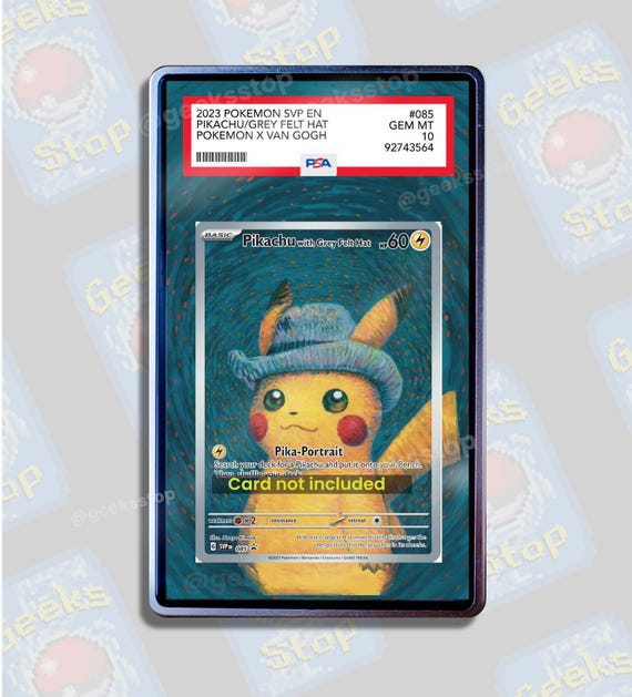 Pikachu Grey Felt Hat PSA CGC Beckett | Extended Art Display Case