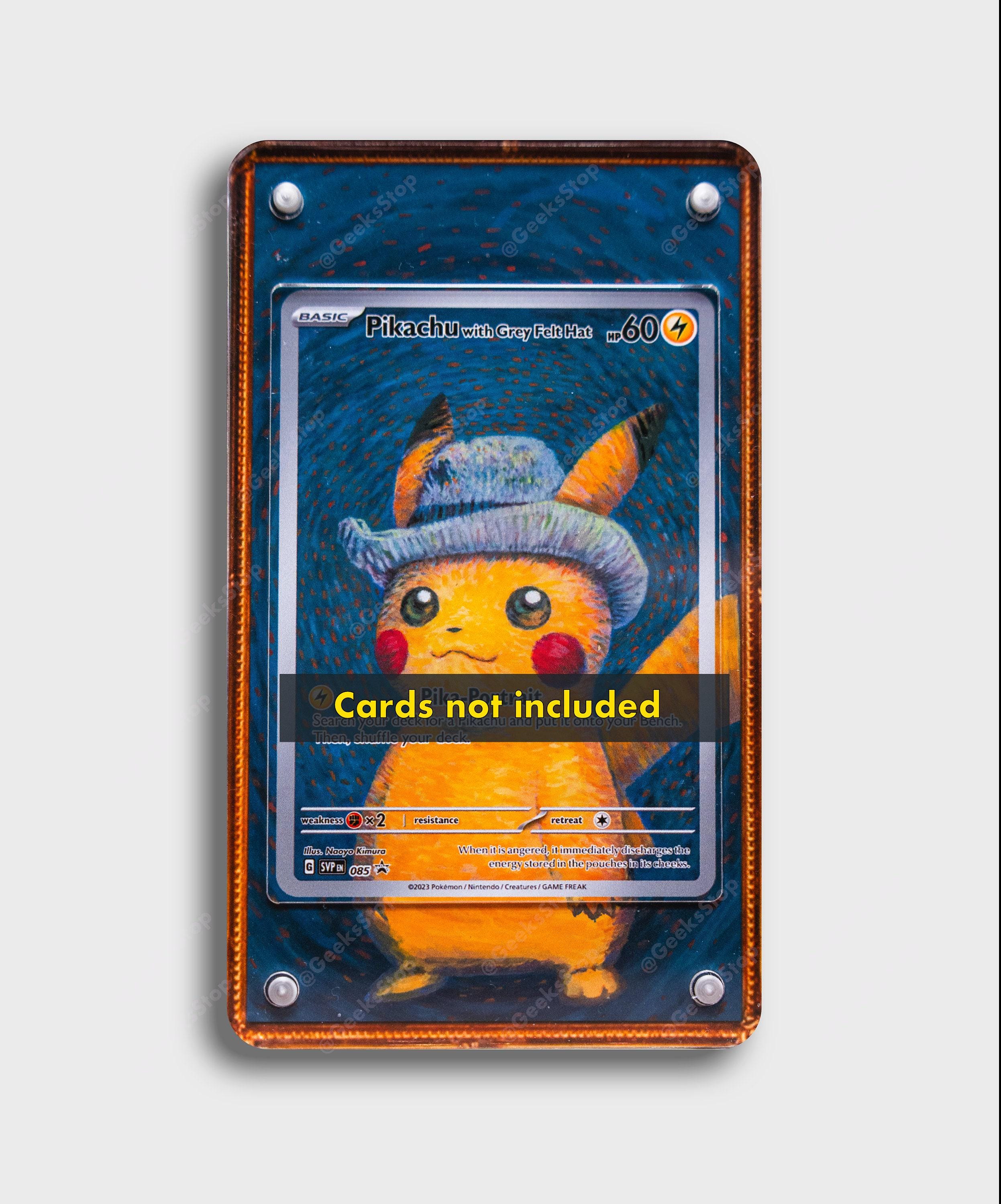 Pikachu With Grey Felt Hat | Extended Art Display Case for Pokemon