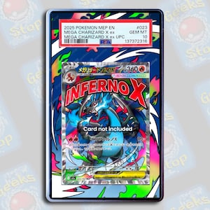 Mega Charizard X UPC Promo PSA TAG Beckett | Extended Art Display Case for Graded Card