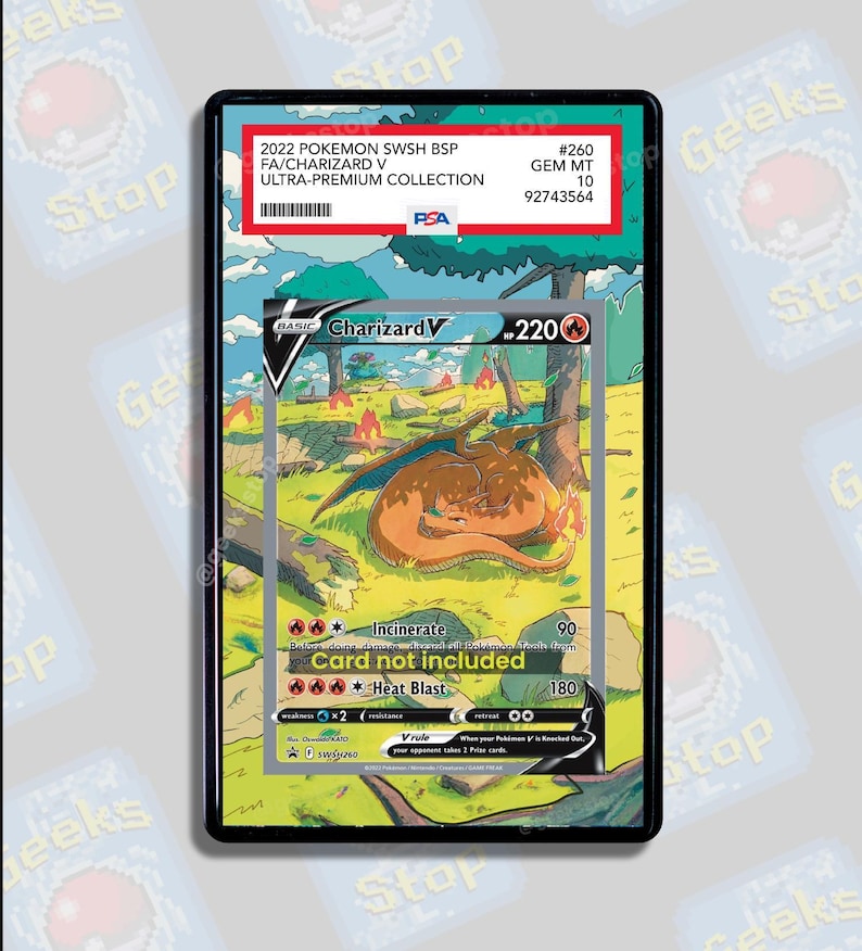Charizard V Promo PSA BGS | Display Case Extended Art for Pokemon Card