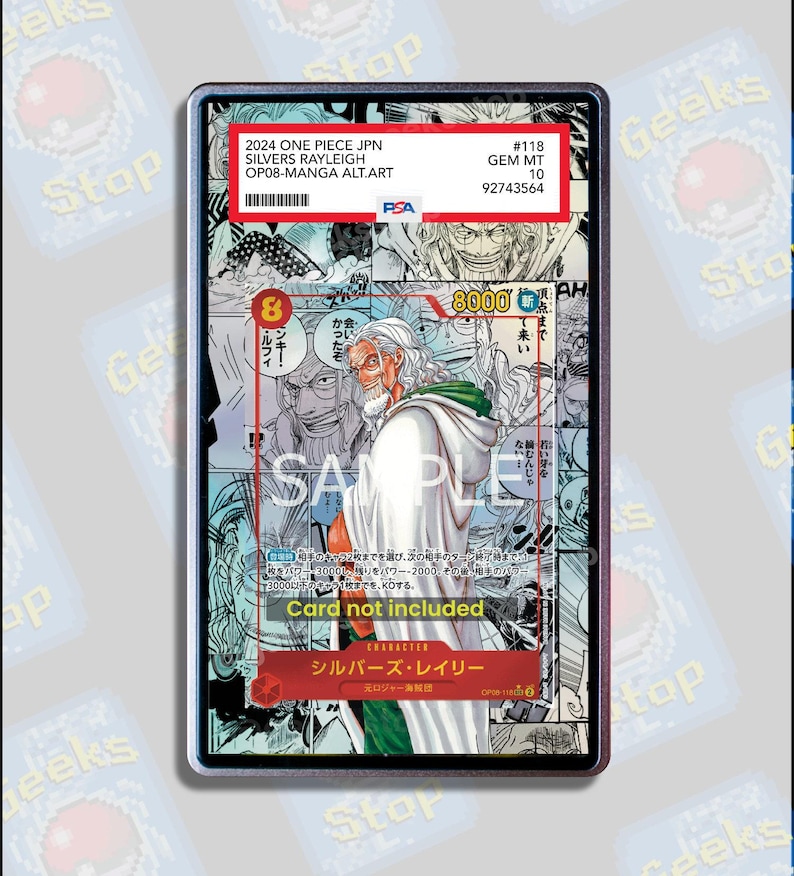 Silvers Rayleigh Manga PSA BGS Extended Art Display Case for Graded One Piece Card