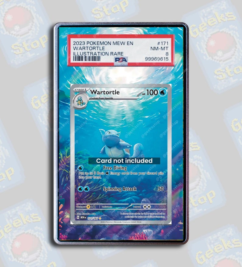 Wartortle 151 PSA TAG Beckett | Extended Art Display Case for Pokemon Card