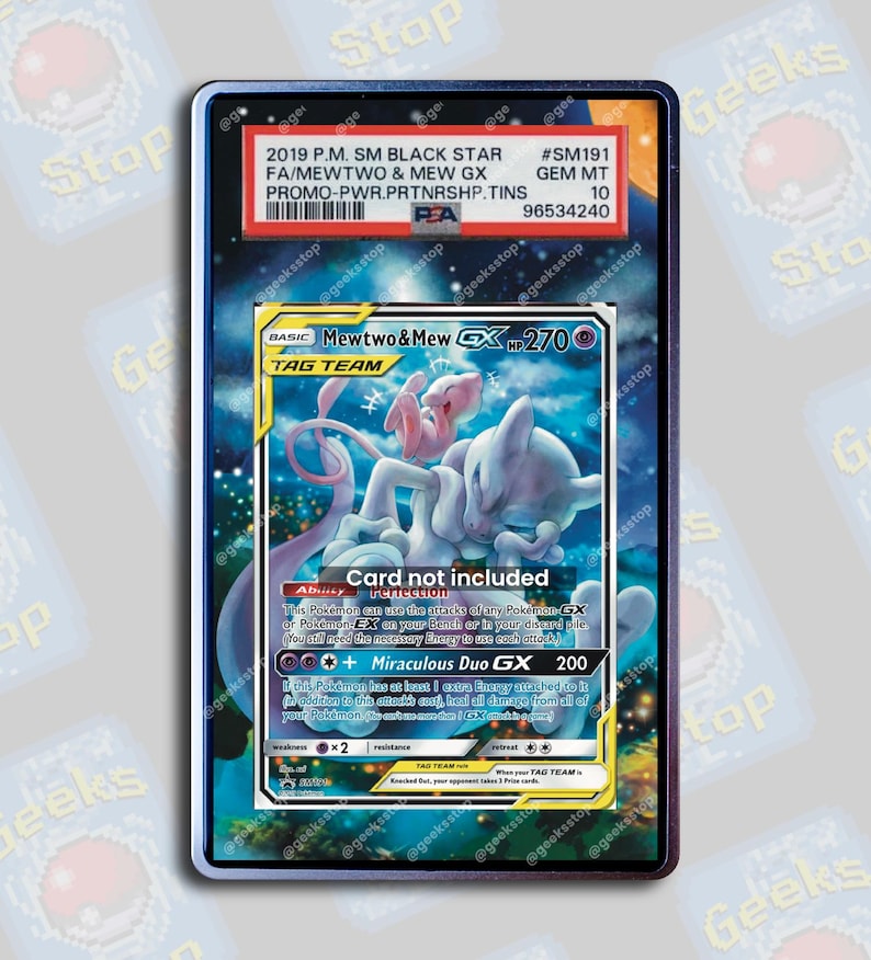 Mewtwo & Mew GX Tag Team PSA CGC Beckett | Display Case Extended Art for Graded Pokemon Card