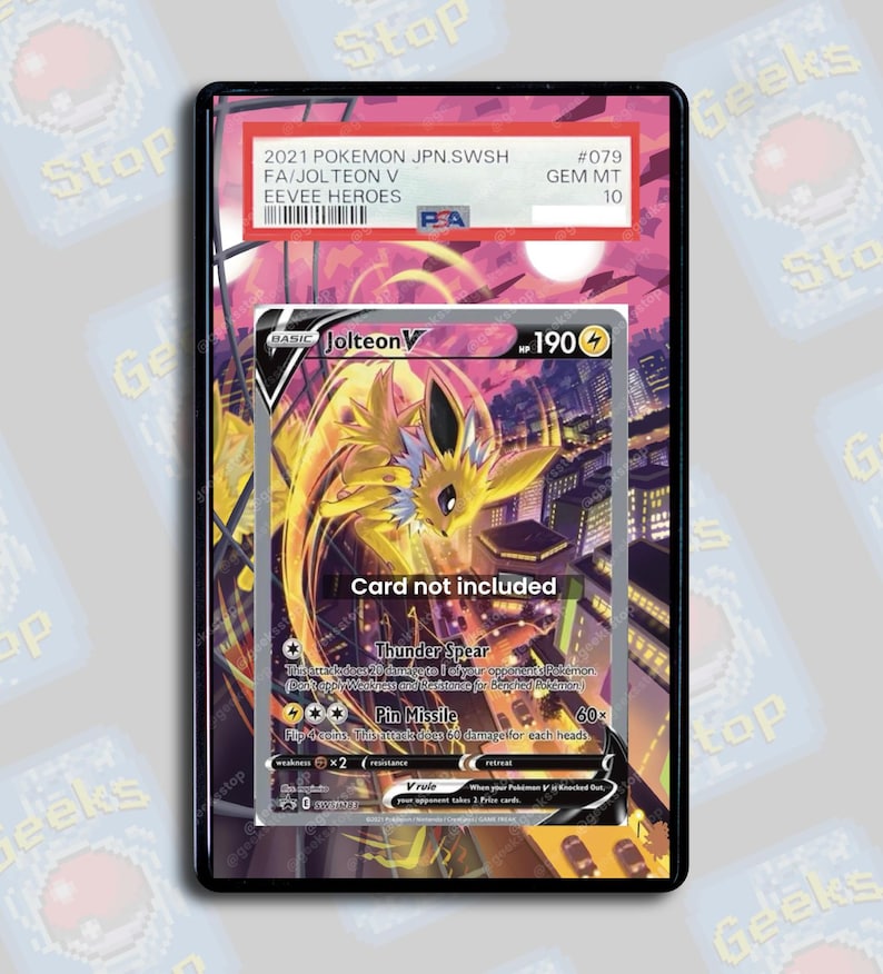 Jolteon V Promo PSA TAG Beckett | Extended Art Display Case for Graded Pokemon Card