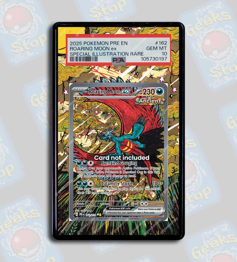 Roaring Moon ex SAR PSA Beckett CGC | Extended Art Display Case for Pokemon Prismatic Evolutions Card