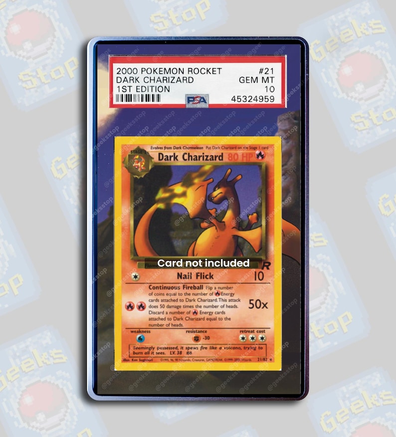 Dark Charizard PSA TAG Beckett | Extended Art Display Case for Pokemon Card