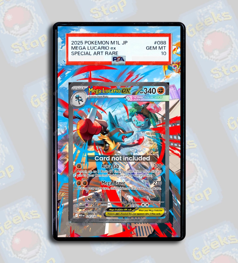 Mega Lucario ex SAR PSA TAG Beckett | Extended Art Display Case for Graded Card