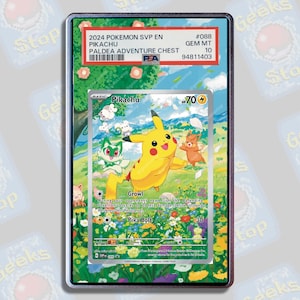 Message d'intérêt public pour l'aventure Pikachu Paldea, Beckett CGC | Grande vitrine artistique pour carte Pokémon