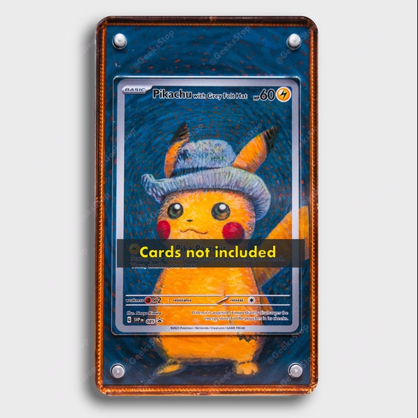 Pikachu avec chapeau en feutre gris Van Gogh SVP Promo Grande vitrine d'art pour carte Pokémon