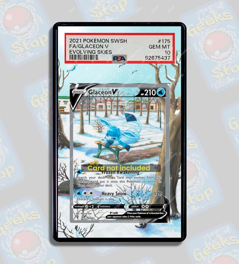 Glaceon V Alt PSA CGC Beckett | Extended Art Display Case for Graded Pokemon Card