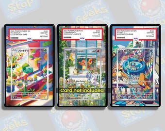 Bulbasaur Charmander Squirtle AR | PSA CGC Beckett Extended Art-vitrine voor Pokemon-kaarten