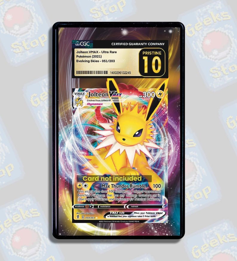 Jolteon VMAX PSA Beckett CGC | Extended Art Display Case for Graded Pokemon Card