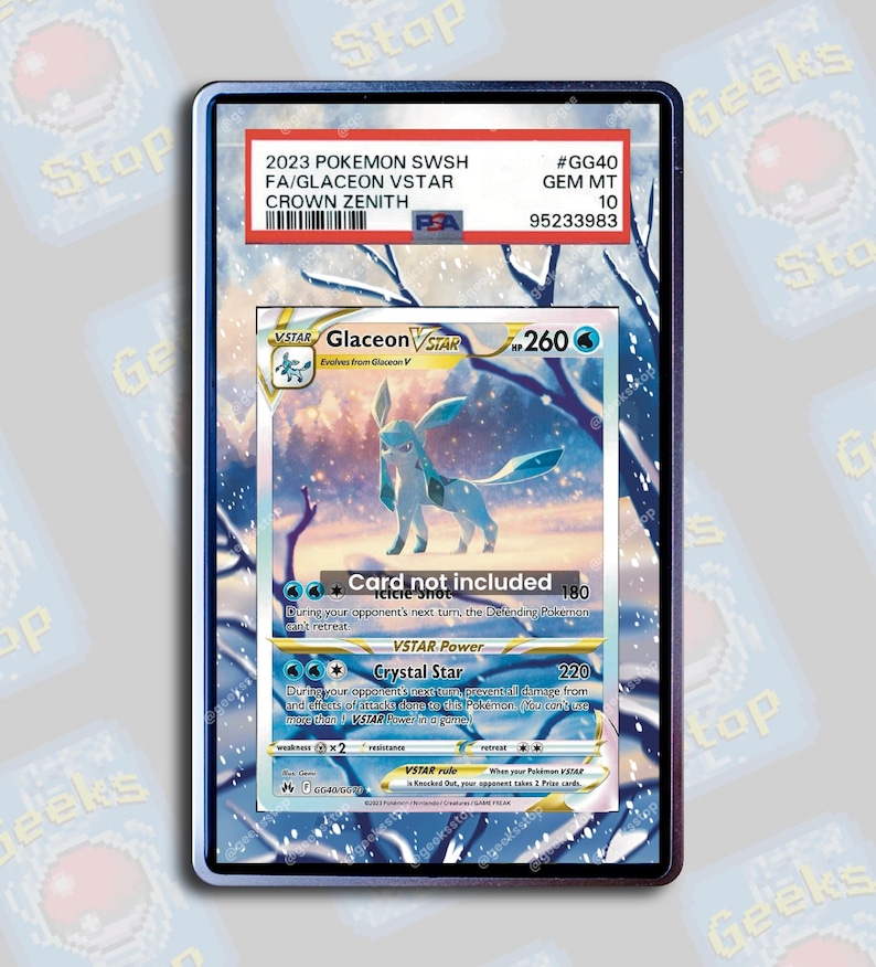 Glaceon VSTAR PSA TAG Beckett | Extended Art Display Case for Pokemon Card