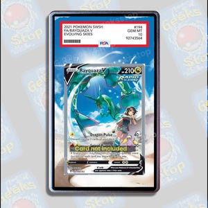 Rayquaza V Alt Art PSA CGC Beckett | Vitrine d'exposition étendue pour dalle Pokémon graduée