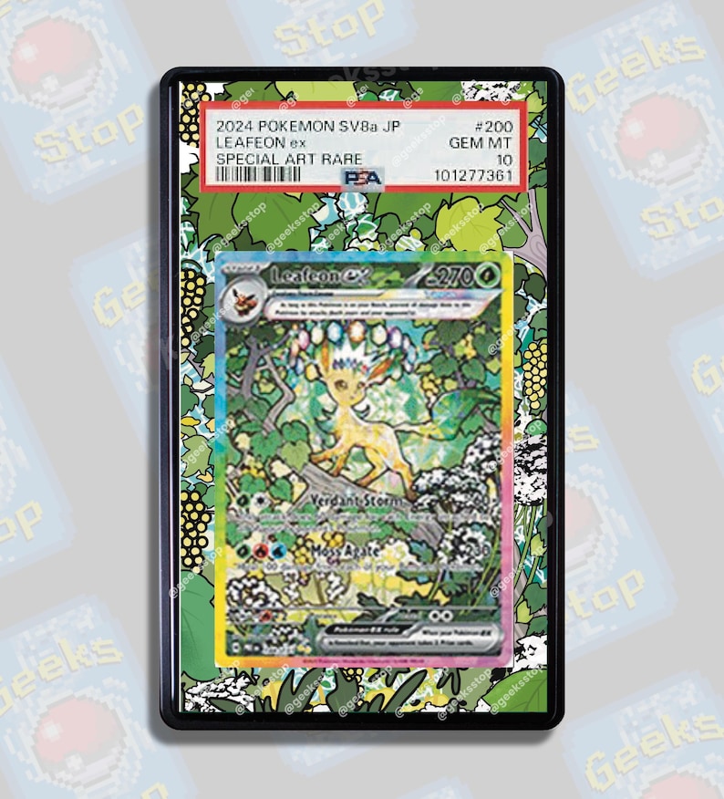 Leafeon ex SAR PSA Beckett CGC | Extended Art Display Case for Pokemon TCG Prismatic Evolutions or Terastal Festival