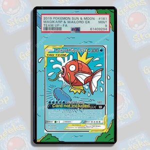 Magikarp & Wailord GX PSA Beckett | Grande vitrine artistique pour carte Pokémon