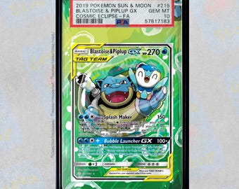 Blastoise Piplup GX Alt Art PSA TAG Beckett / Extended Art Display Case per carta Pokémon
