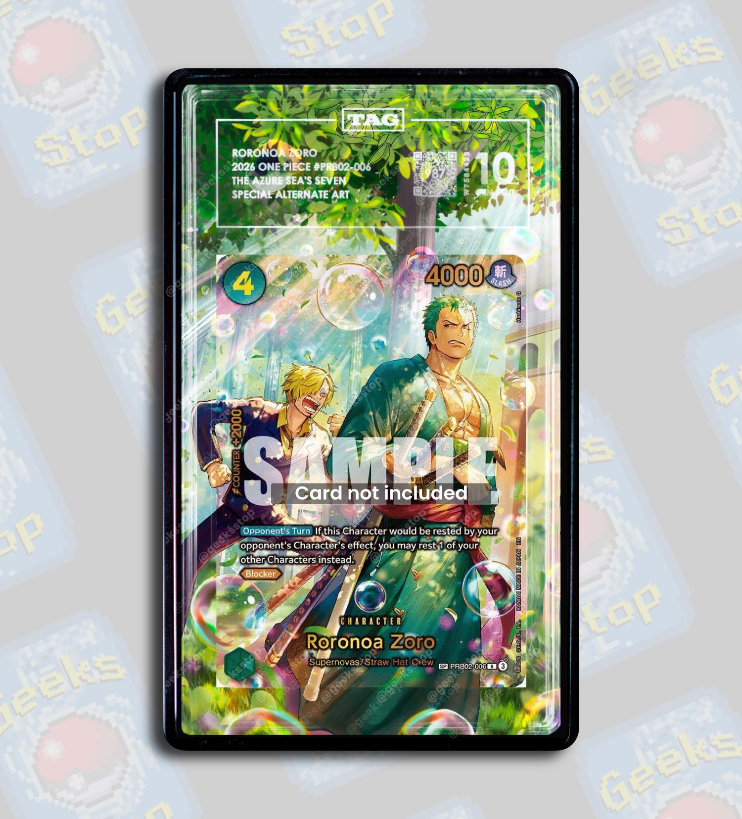 Roronoa Zoro SP OP14 PSA Beckett Tag | Extended Art Display Case
