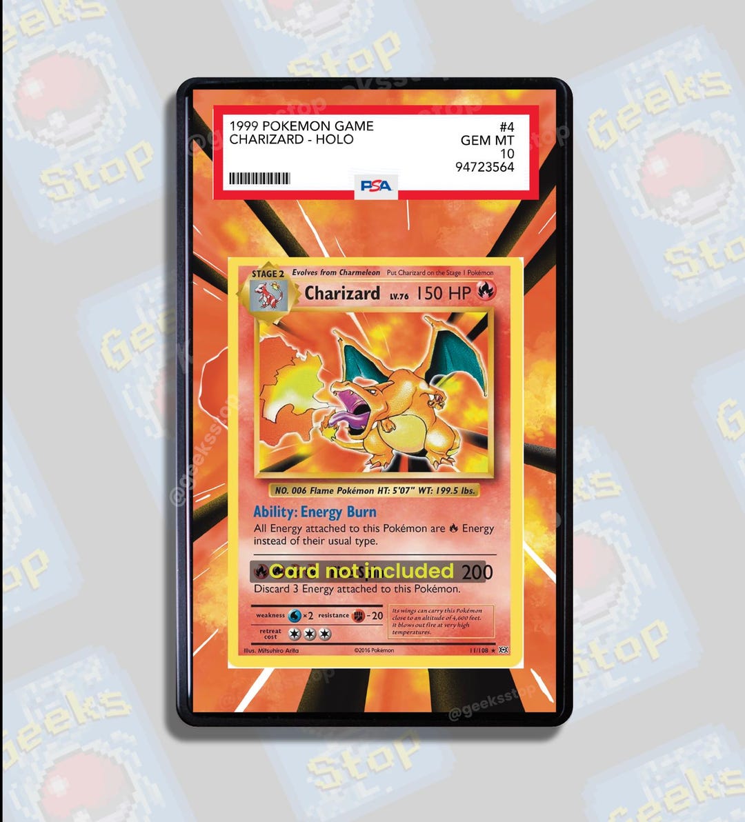 Charizard 1st Ed Base Edition PSA TAG Beckett | Extended Art Display Case  for Pokemon Card - Etsy