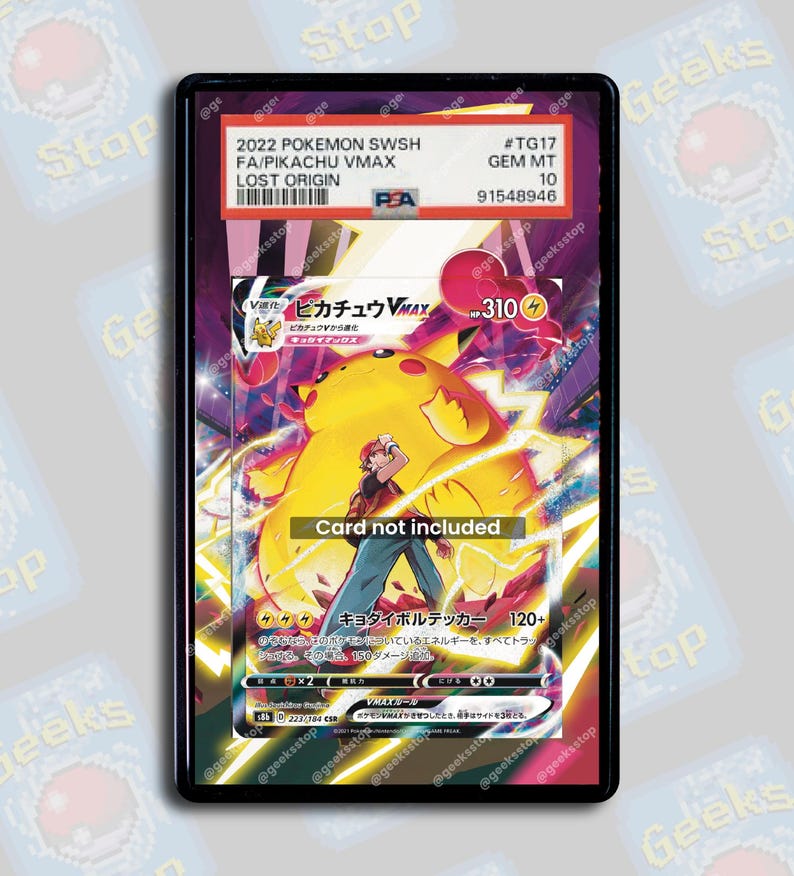 Pikachu VMAX TG17 PSA TAG Beckett | Extended Art Display Case for Graded Pokemon Card