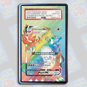 Charizard VMAX Champion's Path PSA TAG Beckett | Vitrine de exibição de arte estendida para cartas de Pokémon