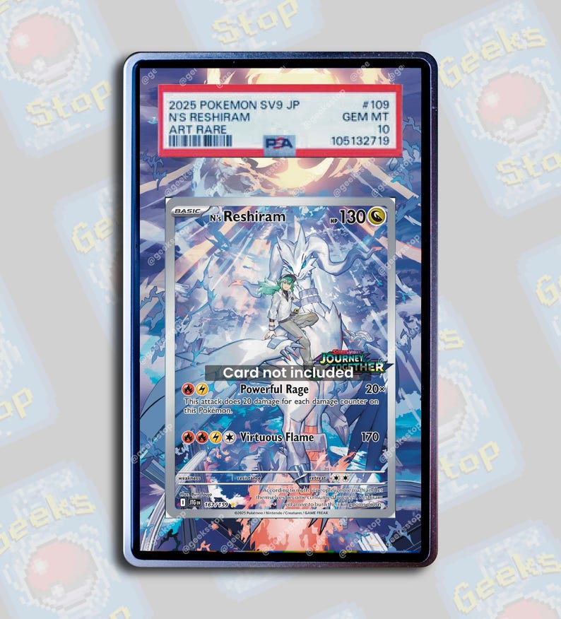 N’s Reshiram AR PSA TAG CGC Beckett | Extended Art Display Case for Pokemon Journey Together Card