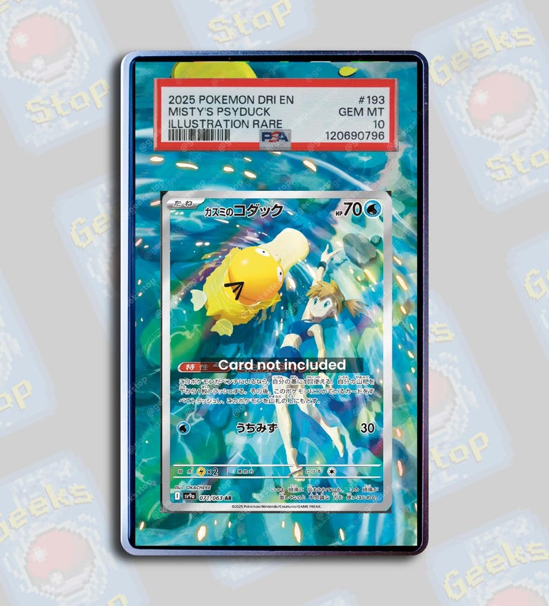 Misty's Psyduck PSA TAG Beckett | Extended Art Display Case for Graded Pokemon Card