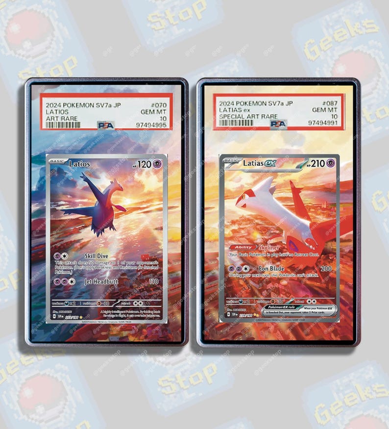 Latios & Latias ex SAR PSA CGC Beckett | Extended Art Display Case for Pokemon Card