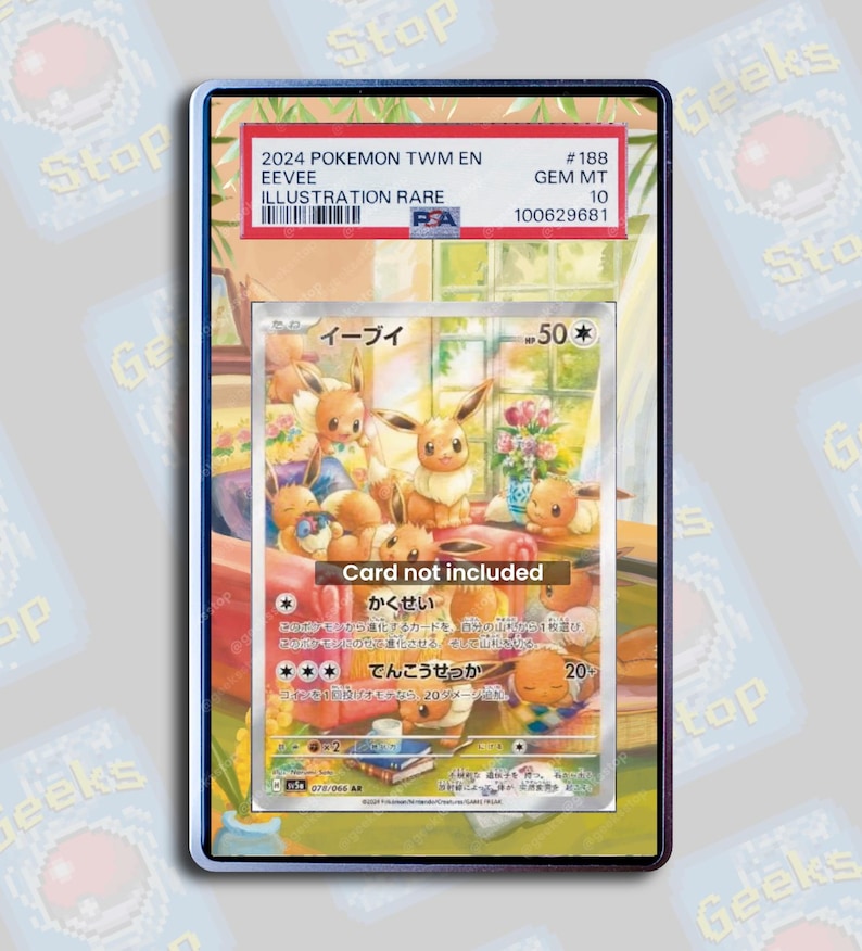 Eevee AR PSA TAG Beckett | Extended Art Display Case for Pokemon Card